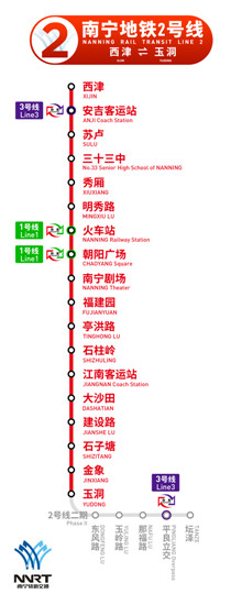 在建地铁2号线各站点示意图